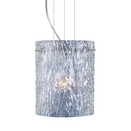 Besa Lighting Tamburo 8 Cable Pendant, Clear Stone, Satin Nickel Finish, 1x100W Incandescent 1KG-400600-SN